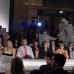a stillman theater living statue duet at a fashion event